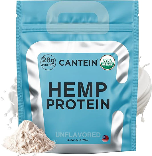 Organic Hemp Protein, Vegan Protein Powder, Clean Plant Based Protein Powder, Non Dairy Protein, Lactose Free Natural Protein, Gluten Free- 20 Servings, Unflavored