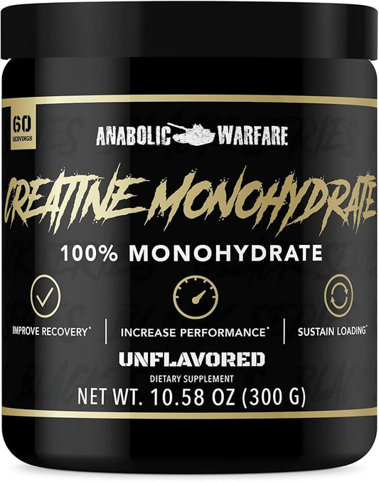 Anabolic Warfare Creatine Monohydrate, Post Workout Recovery, Increase Performance, Sustain Loading, Premium Creatine* (60 servings)