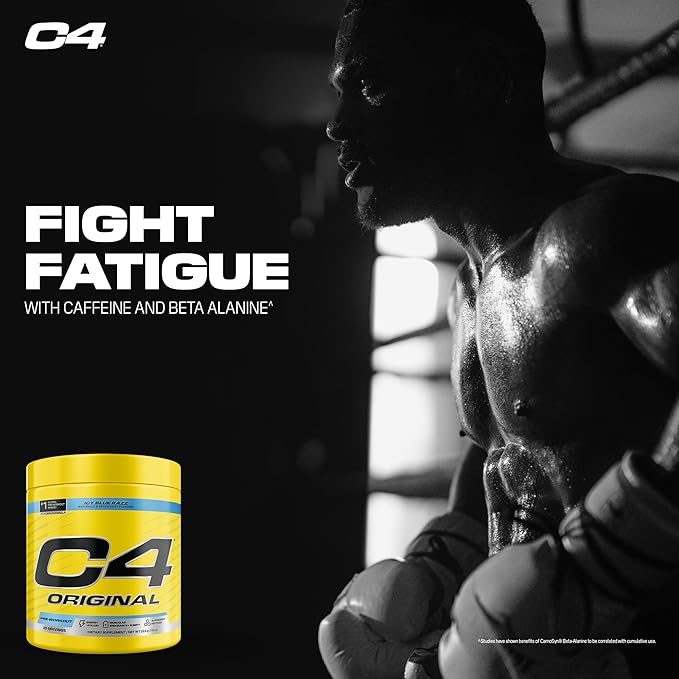 Cellucor C4 Original Pre Workout – Pre-Workout for Endurance, Focus & Performance with 200mg Caffeine, Beta-Alanine, Creatine Nitrate, L-Arginine & PeptiPump – Sugar Free, 25 Servings, ICY Blue Razz