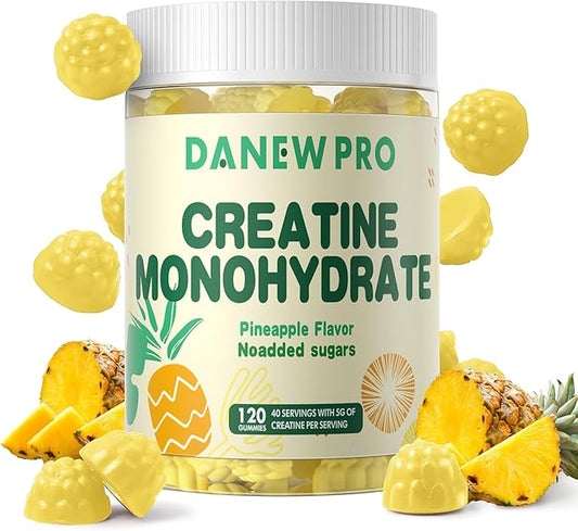 Creatine Monohydrate Gummies for Men & Women, Creatine Monohydrate for Muscle Strength, Muscle Builder, Energy Boost, Pre-Workout Supplement(120 Count)-Pineapple Flavor