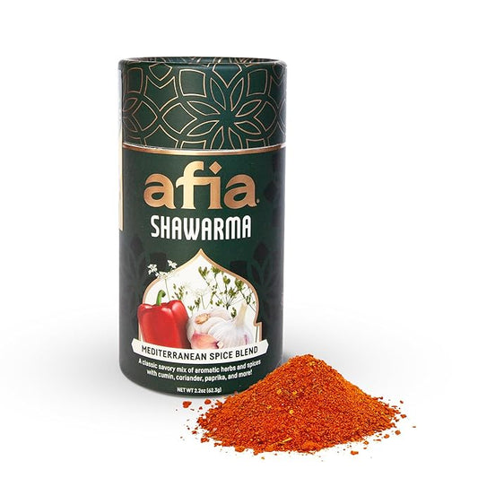 Afia Shawarma Seasoning | Mediterranean Spice Blend for Shawarma, Garlic Sauce (Toum), Flatbreads, Kebab, Kofta & Grilled Meat | Bold Middle Eastern Flavor with Cumin & Coriander | 2.2oz