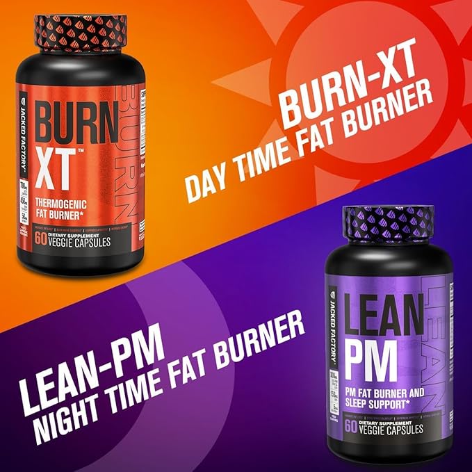 Jacked Factory Lean PM Night Time Fat Burner, Sleep Aid Supplement, & Appetite Suppressant for Men and Women - 180 Stimulant-Free Veggie Weight Loss Diet Pills