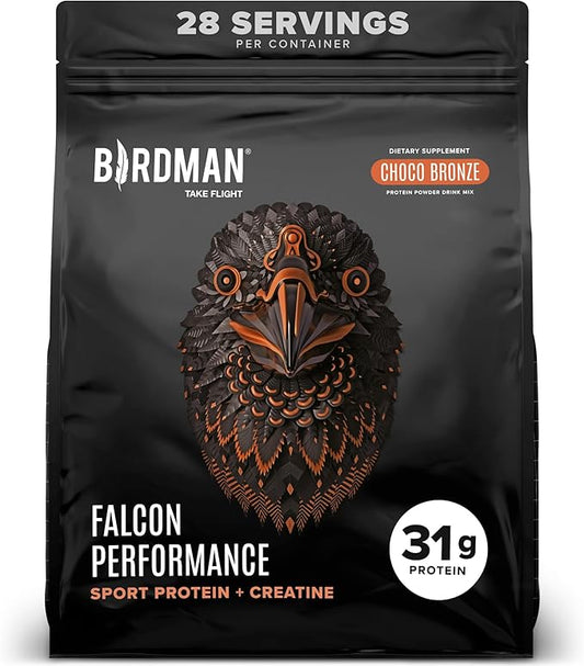 Falcon Performance Vegan Protein Powder, 31g Protein, 5g Creatine, 5g BCAA, Probiotics, Electrolytes, Pre Workout, Low Carb, Sugar Free & Dairy Free, Plant Based Chocolate Protein, 28 servings