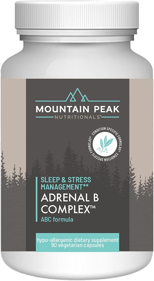 Mountain Peak Nutritionals Adrenal B Complex - Supports Endocrine & Nervous System Functions - Complete w/Vitamin B, Vitamin C & Adaptogens - Hypoallergenic Dietary Supplement(90 Vegetarian Capsules)