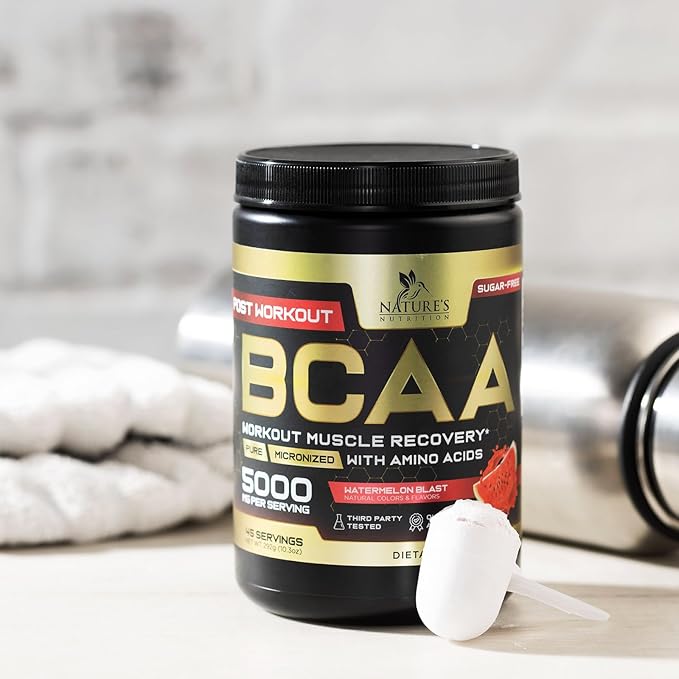 BCAA Powder 4g BCAA Amino Acids 2:1:1, 1g L-Glutamine, Vitamin B6 Complex - Energy Daily Powder Replenisher Post Workout - Muscle Recovery Support Drink for Men & Women, Sugar Free, Keto - 45 Servings
