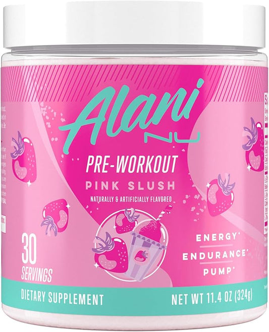 Alani Nu Pre Workout Powder Pink Slush, Amino Energy Boost, Endurance Supplement, Sugar Free, 200mg Caffeine, L-Theanine, Beta-Alanine, Citrulline, 30 Servings