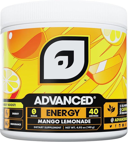 Advanced Energy - Energy Boosting Formula with Electrolytes for Hydration - L-Theanine to Combat Jitters - Sugar Free & Keto Friendly - No Maltodextrin (40 Servings) (Mango Lemonade)