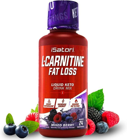 iSatori L-Carnitine 1500, Triple-Blend Liquid L Carnitine Supplement, with Acetyl & Tartrate, Stimulant Free Energy, No Calories, Sugar or Gluten, Keto-Friendly, Mixed Berry Flavor (24 Servings)