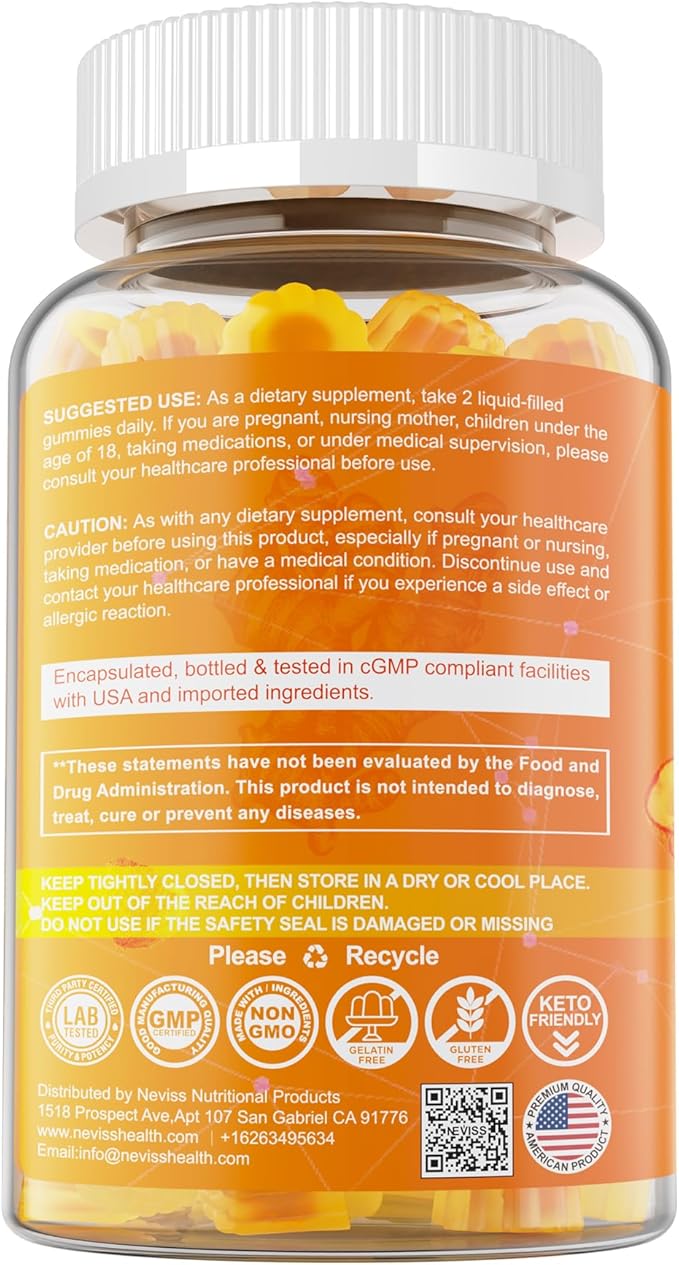 Turmeric Gummies 1000mg w/MCT Oil C8 C10, Organic Antioxidant, Sugar Free Turmeric Curcumin Supplement + Black Pepper Extract Support Flexible & Comfort, Digestion, Energy, Ultra Absorption, 60 Counts
