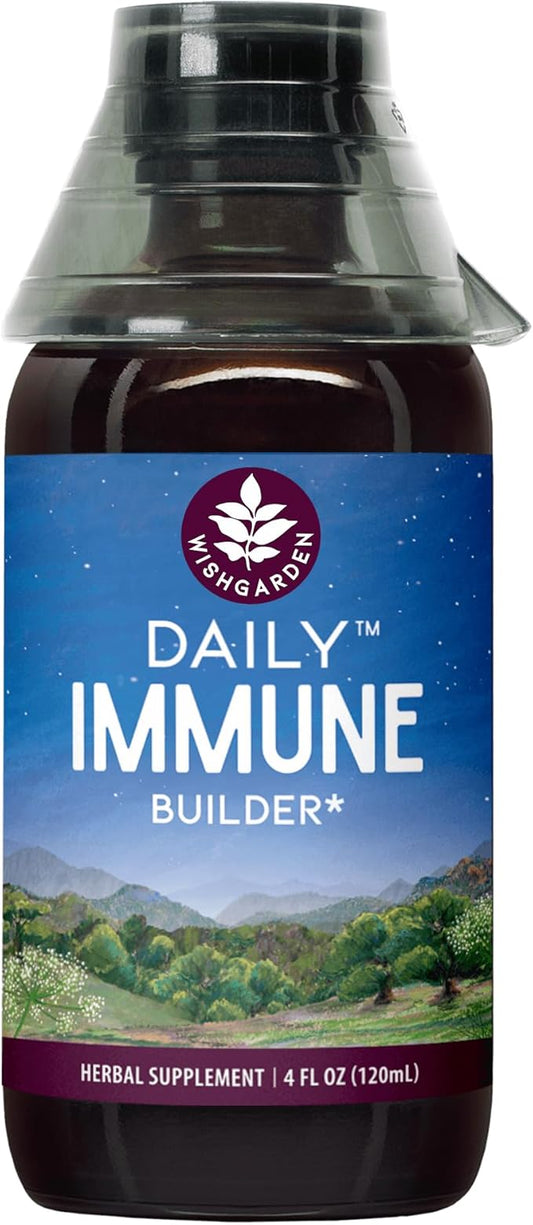 WishGarden Herbs Daily Immune Builder with Black Elderberry & Astragalus - Daily Immune Support Formula for Adults, Herbal Immune System Booster with Elderberries, 4oz