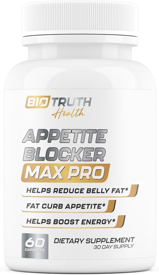 Appetite Blocker Max Pro - GLP-1 Supplement Weight Loss Pills for Women & Fat Burner for Men to Shred Fat + Appetite Suppressant | 7 Research Backed Ingredients for Diet, Boosting Metabolism - 60 Caps