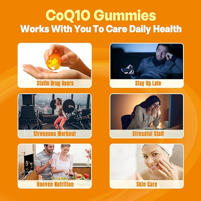 Sugar-Free CoQ10-250mg Filled Gummies - 4 Months Supply - Plus Omega-3, Vitamin B3 & Zinc, High Absorption Coenzyme Q10 Supplements for Heart Health, Cellular Energy & Antioxidant Support, 2-Pack