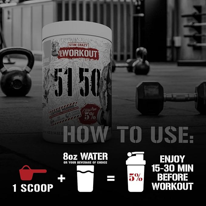 5% Nutrition Rich Piana 5150 High Stim Pre-Workout Powder | Extreme Energy, Focus, Pumps & Endurance | 400 mg Caffeine, Citrulline, Beta Alanine, N-Acetyl L-Tyrosine | 30 Srvgs (Pink Lemonade)
