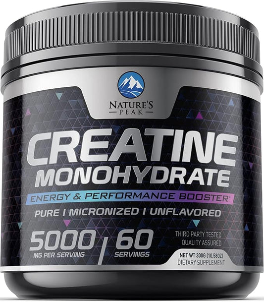 Creatine Nutritional Powder Supplements 5000mg (5g) - Pure Micronized Creatine Monohydrate Unflavored, Keto Friendly - Creatine Supports Muscle Growth & Strength, Vegan, Gluten-Free - 60 Servings