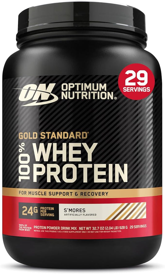 Optimum Nutrition New Flavor Gold Standard 100% Whey Protein Powder, S'Mores, 2 Pound (Pack of 1) (Packaging May Vary)
