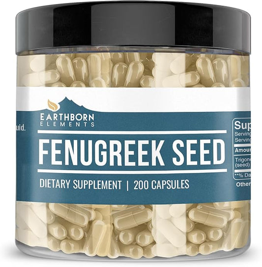Earthborn Elements Fenugreek Seed 200 Capsules, Pure & Undiluted, No Additives