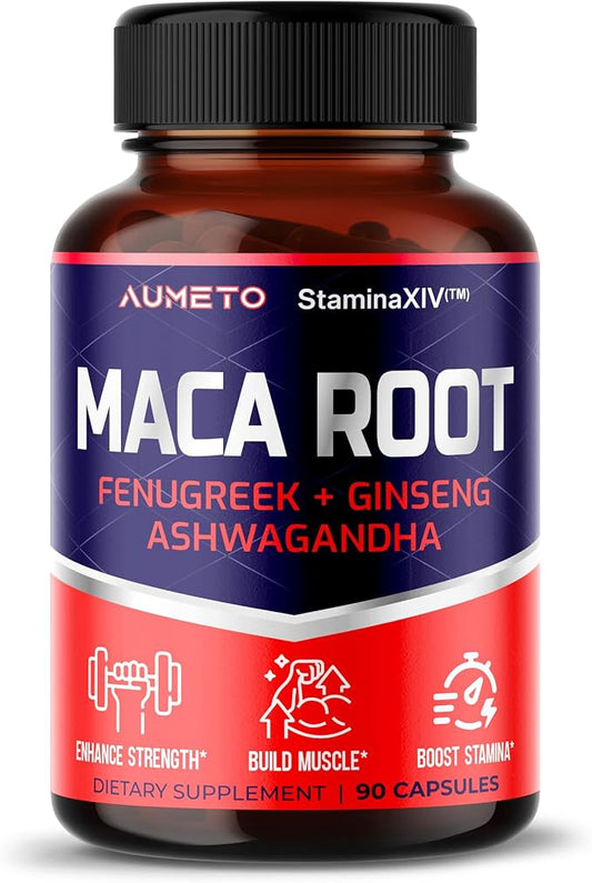 Maca Root Supplement - Advanced 12-in-1 Formula with Ashwagandha, Fenugreek, Panax Ginseng for Muscle Growth, Stamina and Performance - Made in The USA (90 Count (Pack of 1))