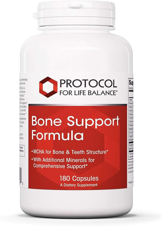 Protocol Bone Support Formula - for Bone Strength & Density* - with Calcium Hydroxyapatite, Boron & Phosphorus - Supplement for Teeth & Bone Health* - Dairy & Soy Free - 180 Caps