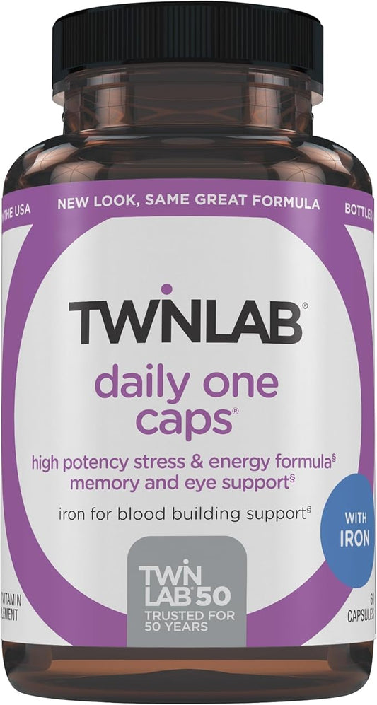 Twinlab Daily One Caps with Iron - Nutritional Supplement with Iron, Zinc, B Vitamins, and More - 60 Capsules