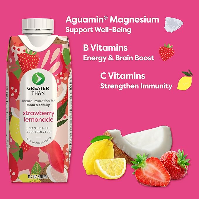 Greater Than Lactation Supplement Support, Coconut Water, Vitamins & Electrolyte Drink for Breastfeeding, Breast Milk & Immune Support, Lactation Cookies Alt, Gluten Free, Low Sugar, 8 Variety Pack