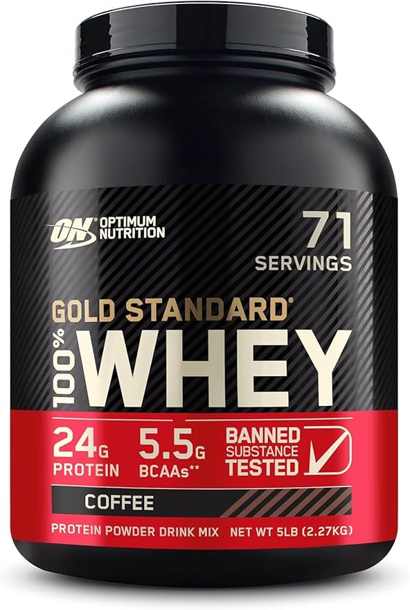 Optimum Nutrition Gold Standard 100% Whey Protein Powder, Coffee, 5 Pound (Packaging May Vary)