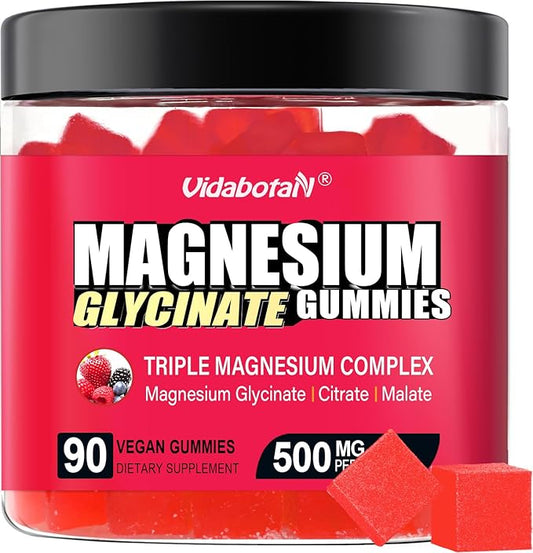 Sugar Free Magnesium Gummies 500mg - High Absorption Magnesium Glycinate, Citrate, Malate with Ashwagandha for Muscle Comfort, Energy Support & Better Zzz –Natural Mixed Berry Flavor, 90 Gummies.
