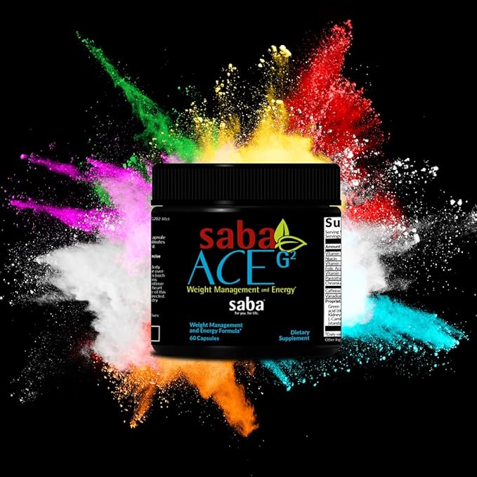 Saba ACE G2 - Thermogenic Fat Burner. Weight Loss Supplement, Appetite Suppressant, & Energy Booster - Green Tea Extract,Capsimax, Garcania, Carnosyn & More - 60 Capsules