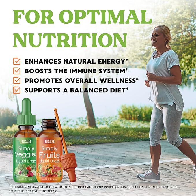 Simply Nature's Pledge - Fruit and Vegetable Supplements - Liquid Drops - Made with Whole Food Superfoods, Packed Vitamins & Minerals - Soy Free - Made in The USA
