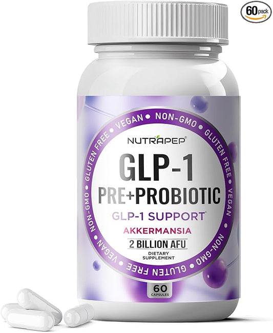 GLP-1 Probiotic Prebiotics Akkermansia Muciniphila Capsule Supplement - GLP 1 Booster Activate Elevate Pill - GLP1 Gut Abdominal Digestive Liver Detox Support Comfort Ultimate Strength Men Women