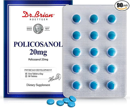 Dr. Brian Policosanol 20mg | 90 Policosanol Tablets for Heart Health Support | Non-GMO, Vegan, Gluten Free, Dairy Free