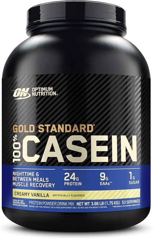 Optimum Nutrition Gold Standard 100% Micellar Casein Protein Powder, Slow Digesting, Helps Keep You Full, Overnight Muscle Recovery, Creamy Vanilla, 4 Pound (Packaging May Vary)