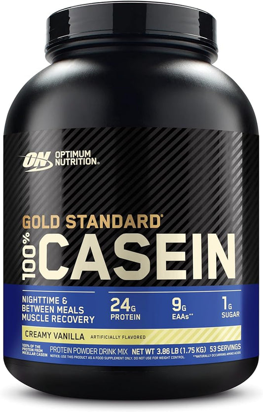 Optimum Nutrition Gold Standard 100% Micellar Casein Protein Powder, Slow Digesting, Helps Keep You Full, Overnight Muscle Recovery, Creamy Vanilla, 4 Pound (Packaging May Vary)