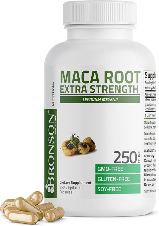 Bronson Maca Root Extra Lepidium Meyenii, Non-GMO, 250 Vegetarian Capsules