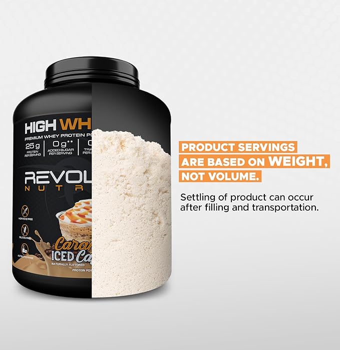 High Whey, Protein Powder 6LB, Whey Isolate, Gluten Free, Lean Muscle Mass for Men & Women, 25g of Protein Per Scoop, 2.7kg, 73 Servings (Caramel Iced Cappuccino, 6 Pound)