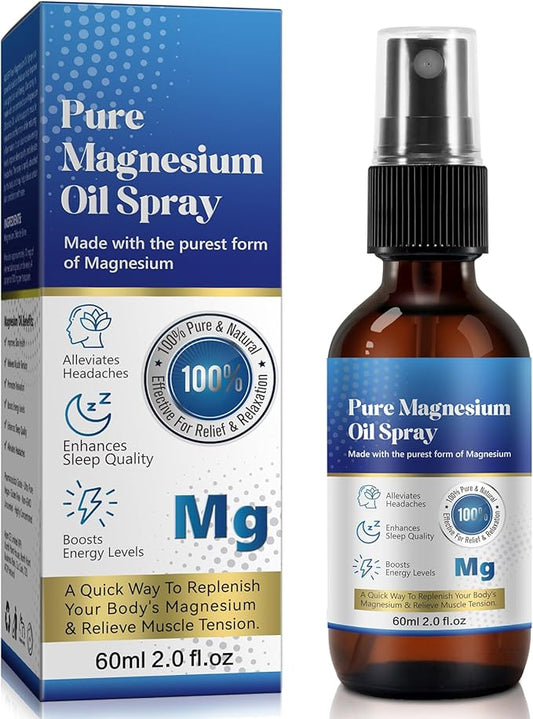 2 Fl Oz Magnesium Oil Spray - Pure & Organic - High Concentration Magnesium - Non-GMO, Gluten-Free - Easy to Absorb (1pc)