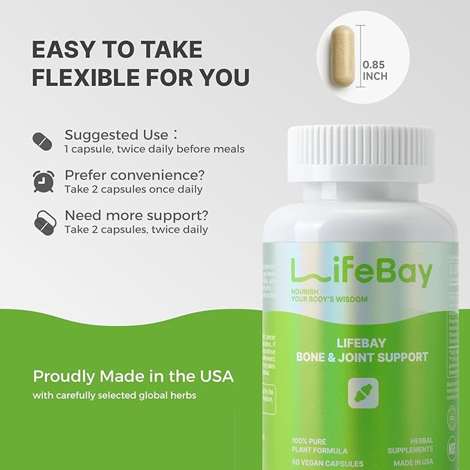 Bone & Joint Support Supplement Inspired by Chinese Herbal Wisdom for Mobility, Flexibility and Stability - with Notoginseng & Salvia - Made in USA - 60 Vegan Capsules