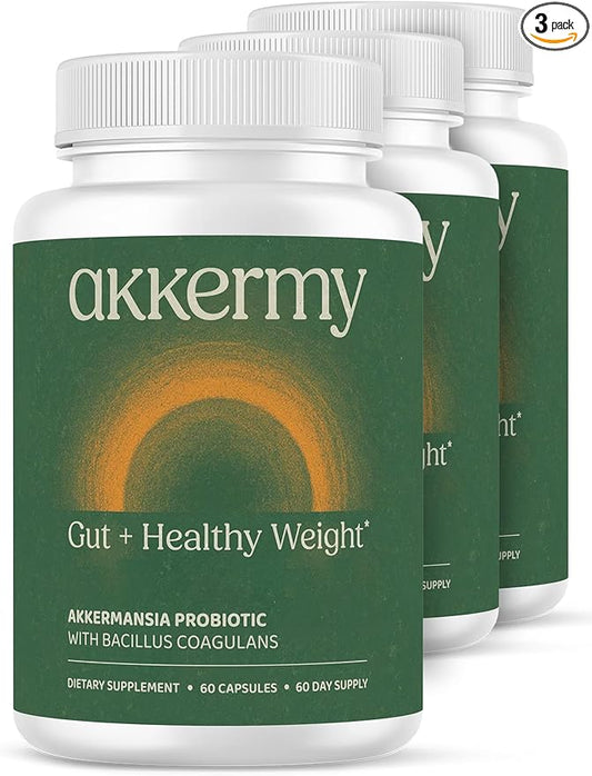 Akkermansia Probiotic for Healthy Weight | Naturally Increases GLP-1 | 180 Day Supply | Contains Bacillus Coagulans, Vitamins B2, D3 & Chromium | SIBO Friendly, Vegan & Gluten Free