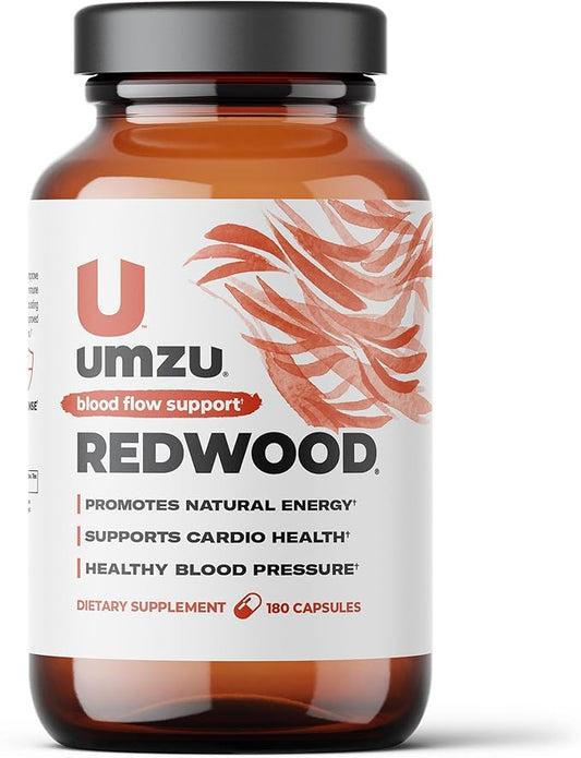 UMZU Redwood Blood Flow Nitric Oxide Supplement for Men & Women, Blood Pressure, Circulation, Stamina, Energy (30 Day Supply | 180 Capsules)