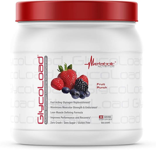 Metabolic Nutrition, Glycoload, 100% Micronized Cyclic Cluster Dextrin Carbohydrate Powder, Muscle Glycogen Loading Carbohydrate, Pre Intra Post Workout Supplement, Fruit Punch, 600 gm (30 ser)
