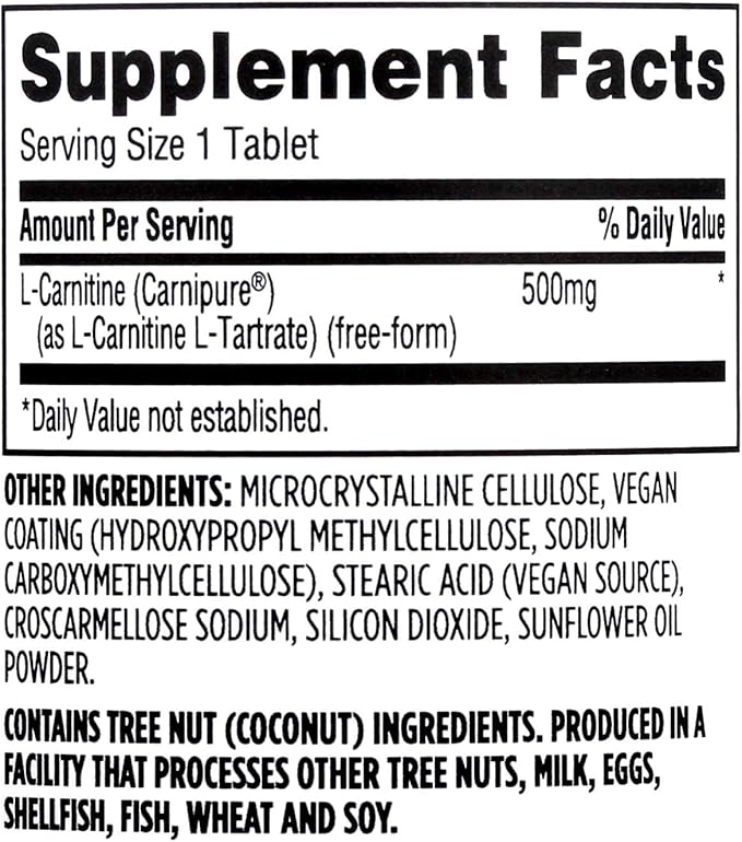 Whole Foods Market, Free-Form L-Carnitine 500mg, Vegan, 60 Count