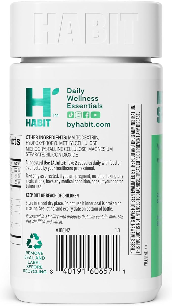 Habit Immunity Supplement 2 Pack (120 Capsules) - New Look, Echinacea, Elderberry, Turmeric, Zinc Blend to Support Immune Health and Antioxidant Levels, Vegan, Non-GMO