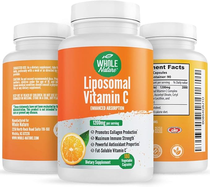 Whole Food Multivitamin for Men and Women Plus Liposomal Vitamin C High Absorption Vegan Capsules