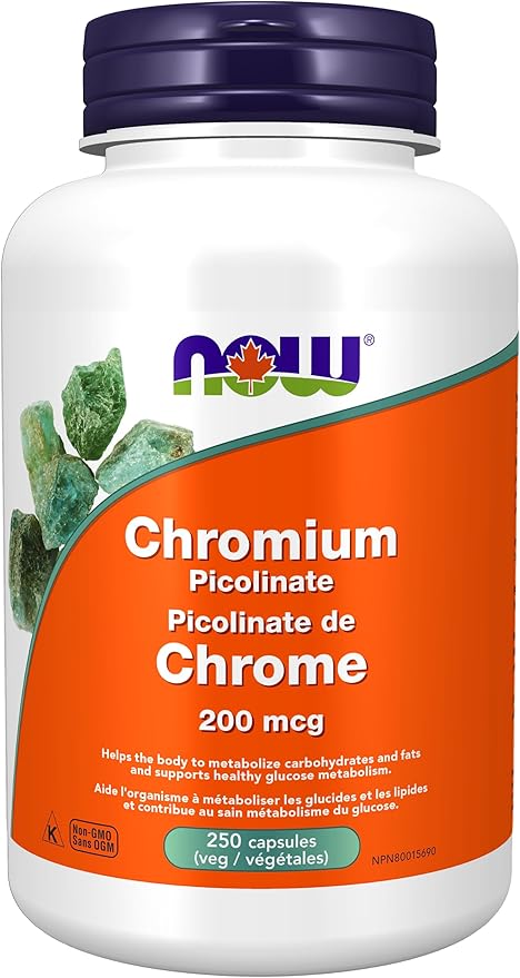 NOW Supplements, Chromium Picolinate 200 mcg, Insulin Co-Factor*, 250 Veg Capsules