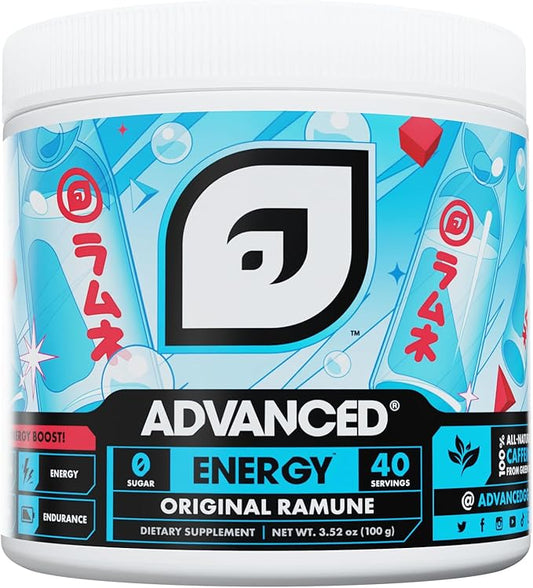 Advanced Energy - Energy Boosting Formula with Electrolytes for Hydration - L-Theanine to Combat Jitters - Sugar Free & Keto Friendly - No Maltodextrin (40 Servings) (Ramune)