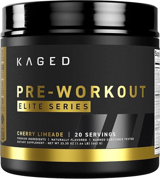Kaged Pre Workout Powder Pre-Workout Elite for Men & Women, High Stimulant for Energy, Focus, Pumps, L-Citrulline, Beta Alanine, Creatine & 388mg of Organic Caffeine, Cherry Limeade