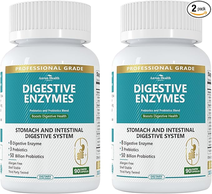Digestive Enzymes with Probiotics & Prebiotics for Women Men – Probiotic Multi Enzyme for Digestive Health, Constipation, Gas, Bloating Relief & Gut Support | 90 Capsules