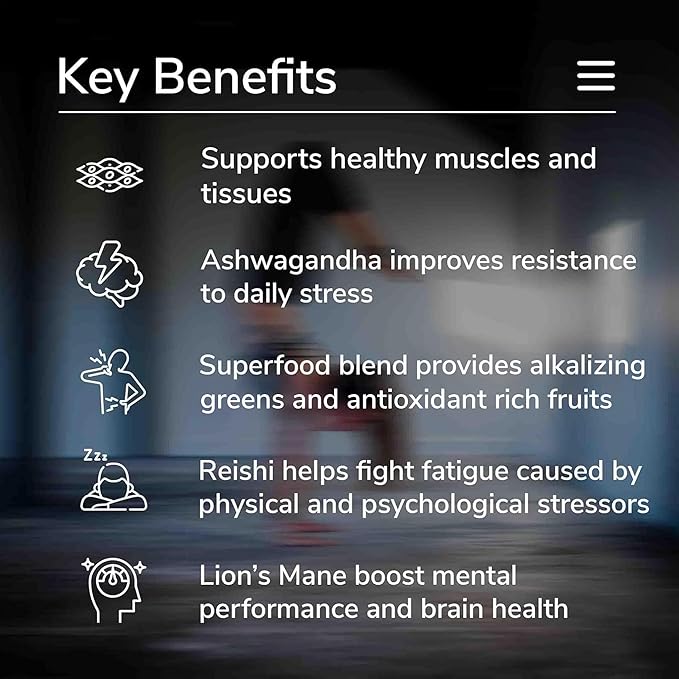 Plant Based Protein Powder w/Superfoods, Ashwagandha, Reishi, Lions Mane for Optimal Health | 18G of Organic Chocolate Vegan Protein, Gluten Free, Stevia Free, Sugar Free, 20 Servings
