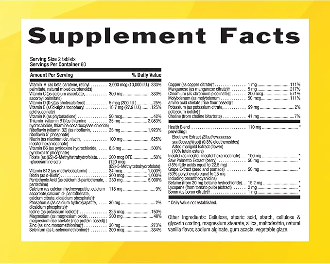 Country Life Max for Men Multivitamin: Iron-Free, Gluten Free, Saw Palmetto, Lycopene, Daily Support for Energy, Heart & Men's Health,120 Vegetarian Tablets