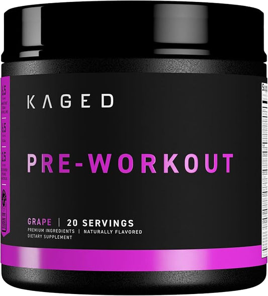 Kaged Original Pre Workout Powder | Grape | Pre-Kaged | Formulated with Creatine, Beta Alanine, Pure Caffeine | 20 Servings