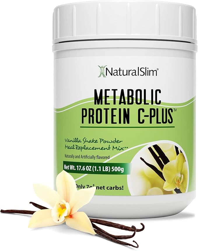 Naturalslim Protein Powder with Vitamins and Minerals Metabolic C-Plus - Meal Replacement Powder Fortified with Vitamin C, Zinc & Amino Acid - Vanilla Protein Powder 10 Servings 1.1 lb.